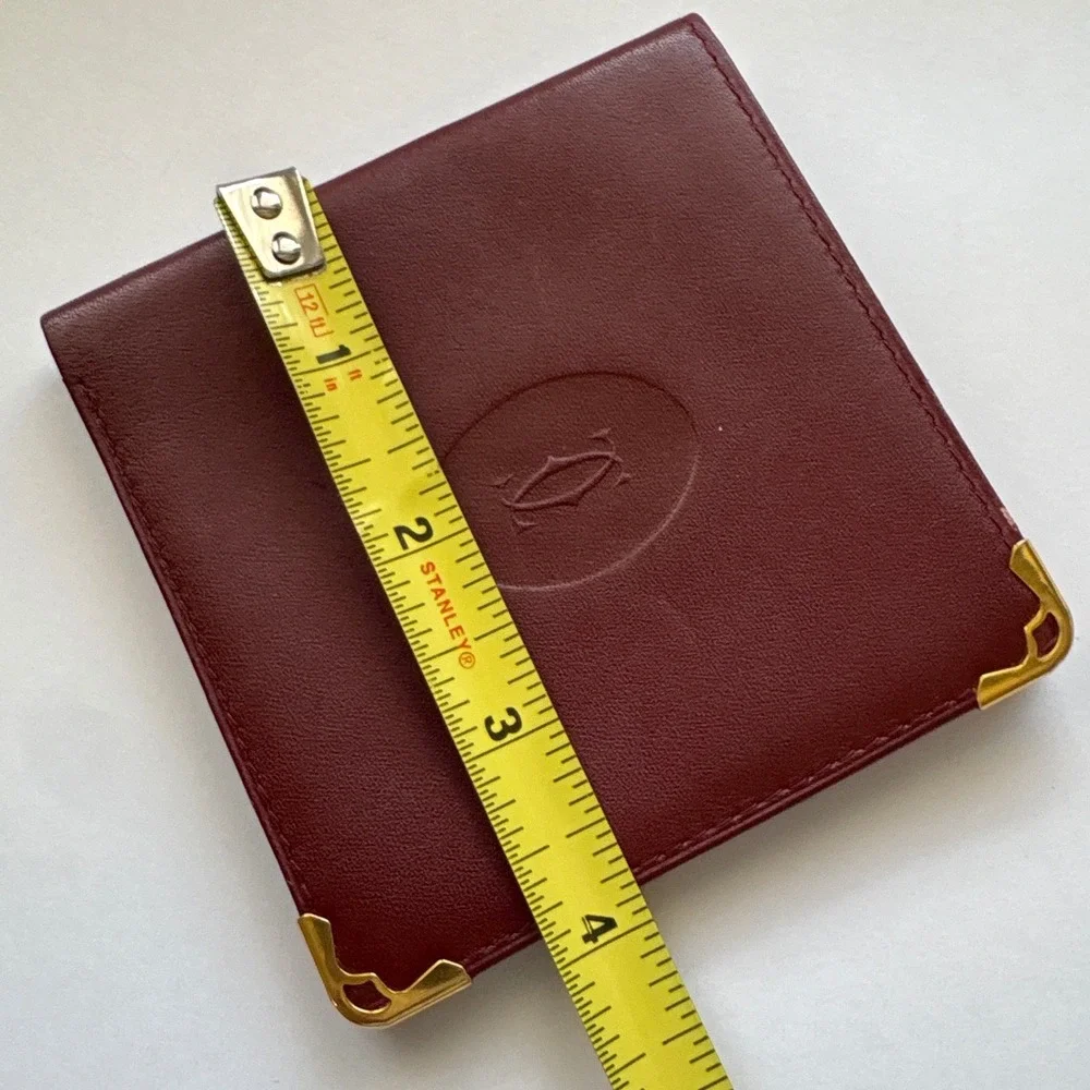 Cartier Must de Cartier Bifold Wallet Bordeaux Leather Gold Corners Men France